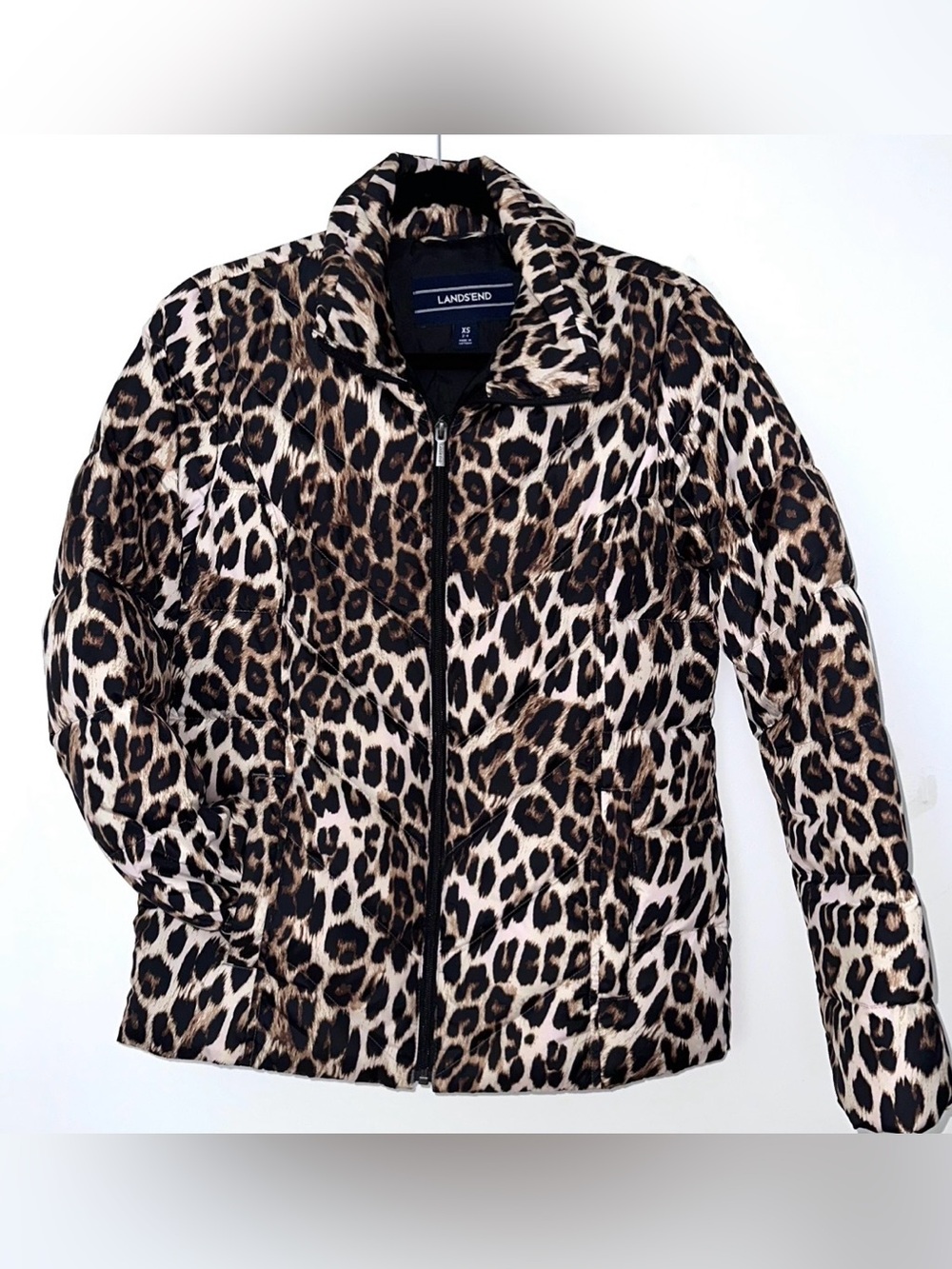 Lands' End Women's Leopard Print Packable Jacket - Neutral Brown/Black
Sz XS